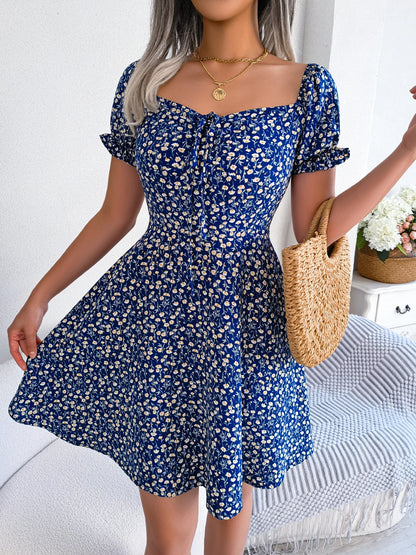 Flower Short Sleeve Dress