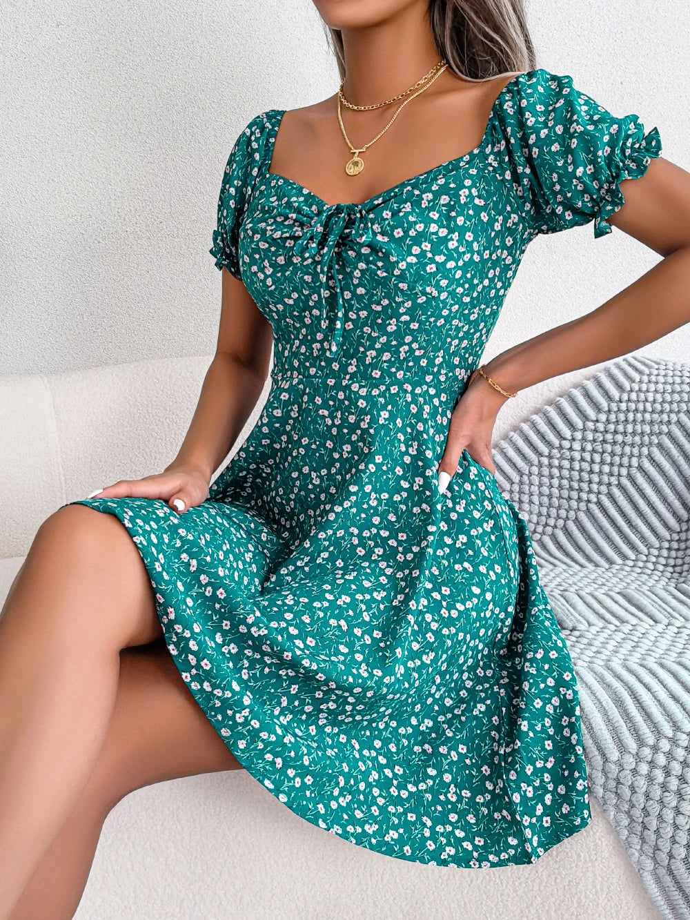 Flower Short Sleeve Dress