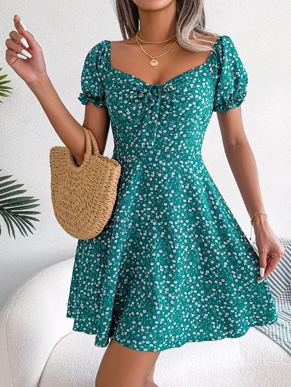 Flower Short Sleeve Dress