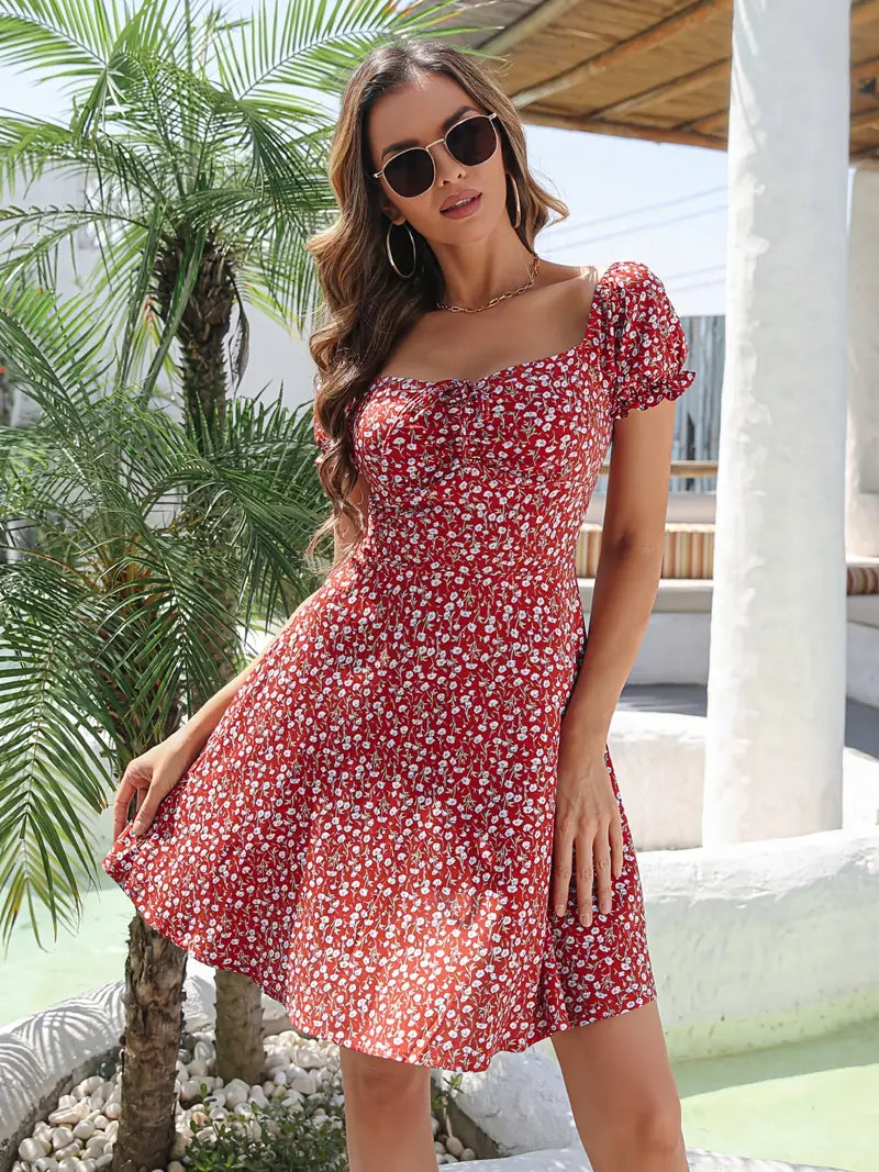 Flower Short Sleeve Dress